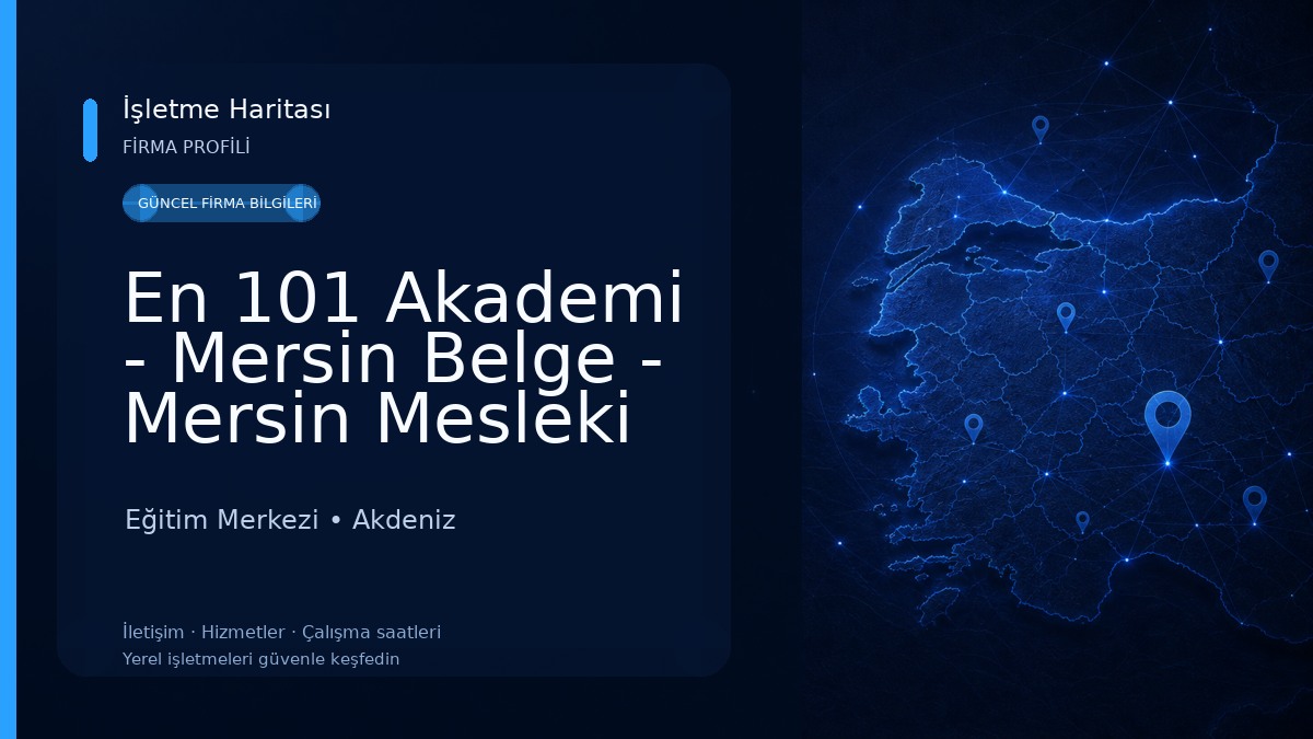 En 101 Akademi - Mersin Belge - Mersin Mesleki Yeterlilik Belgesi 